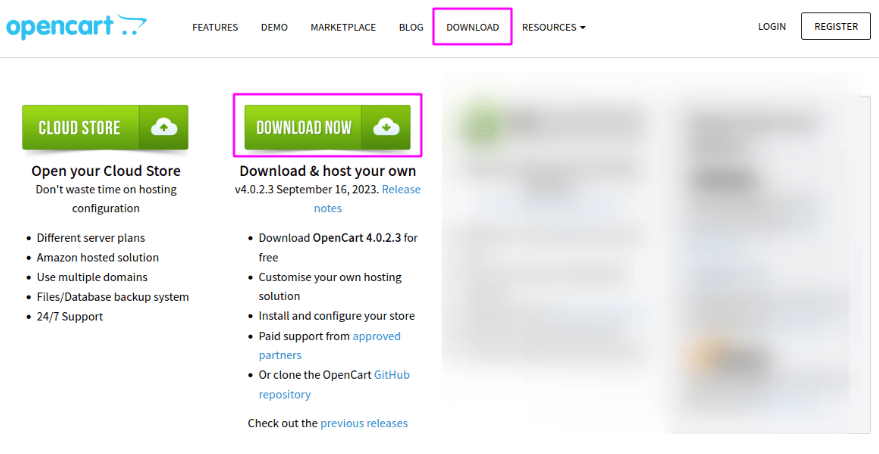 Download do OpenCart